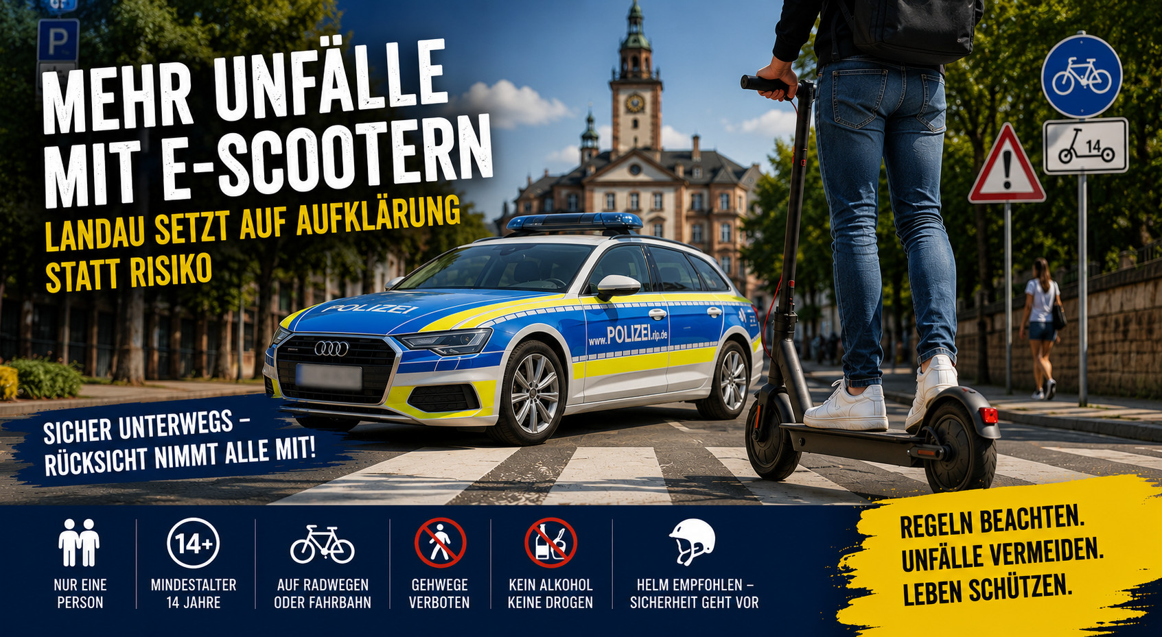 Mehr E-Scooter-Unfälle in Landau