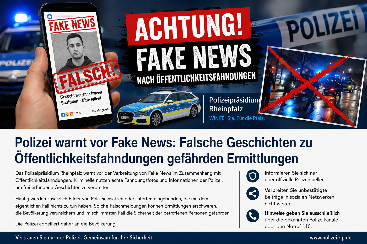 Polizei warnt vor Fake News