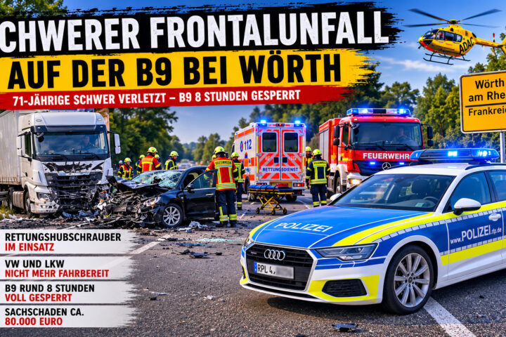 Schwerer Verkehrsunfall auf der B9 bei Wörth