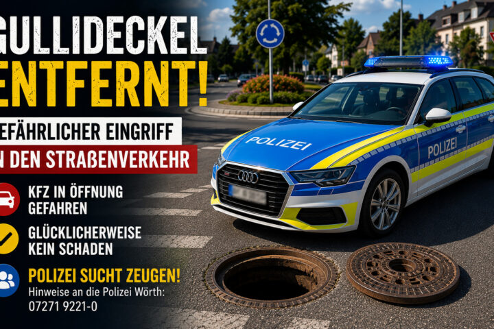 Gullideckel aus Kreisverkehr entfernt