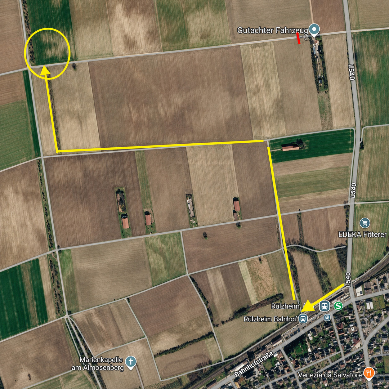 Wegstrecke zum Event