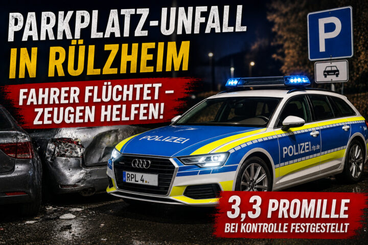 3,3 Promille nach Parkplatz-Unfall in Rülzheim – Fahrer flüchtet und wird ermittelt