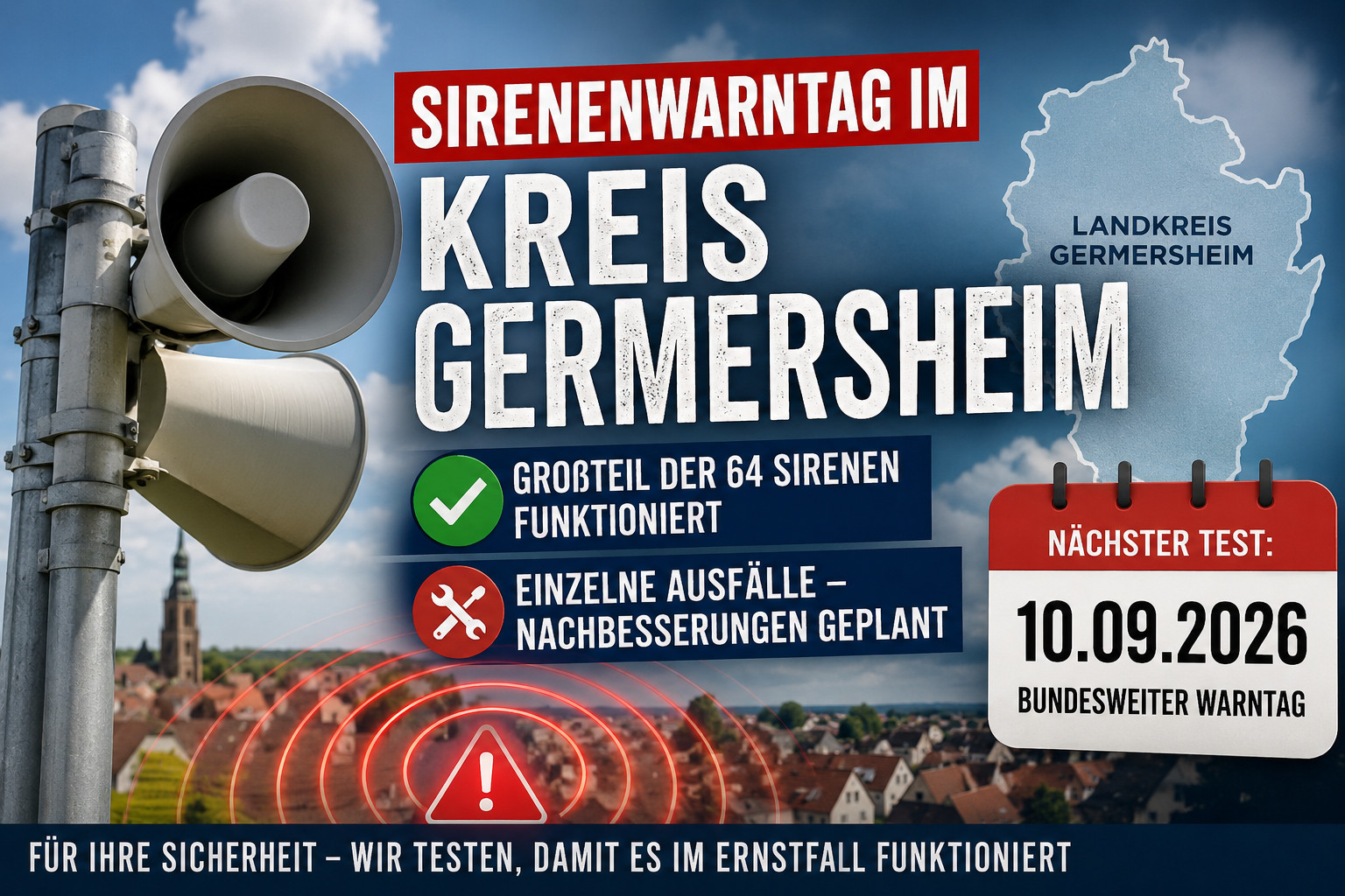 Sirenenwarntag im Kreis Germersheim: Ausfälle bei einigen Sirenen