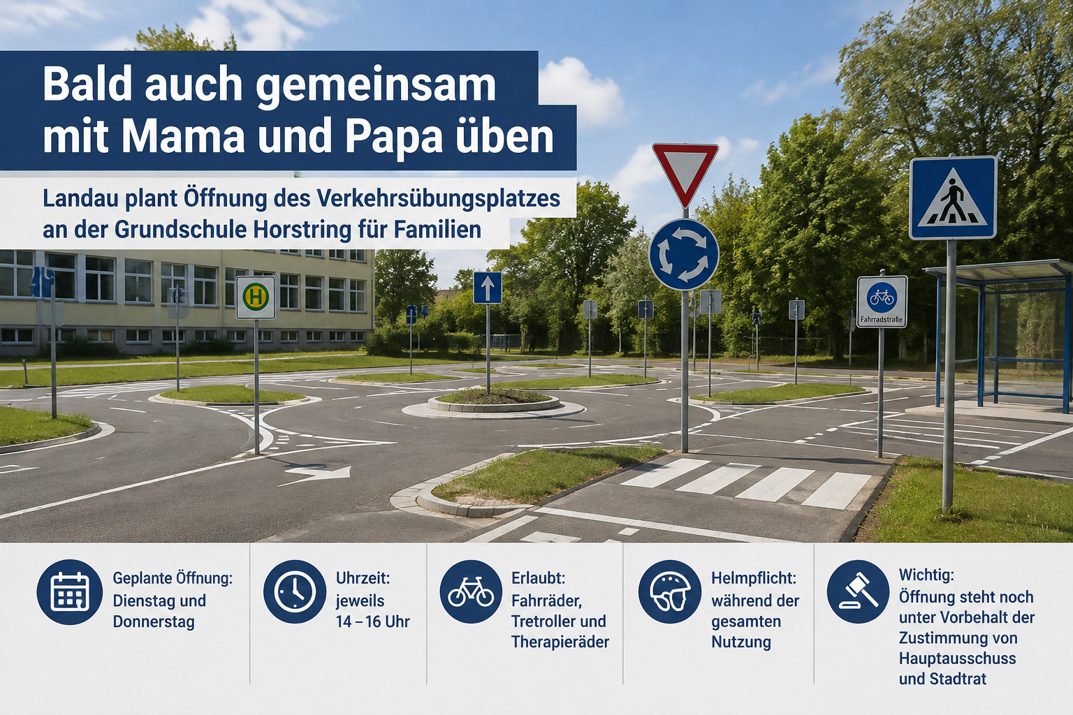 Landau will Verkehrsübungsplatz an der Grundschule Horstring für Familien öffnen